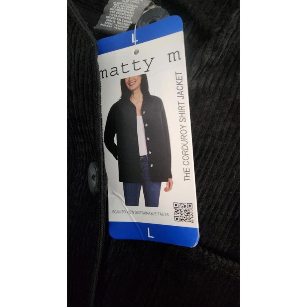 Matty M Women's Corduroy Shirt Jacket  size Large black #37 - Picture 6 of 6